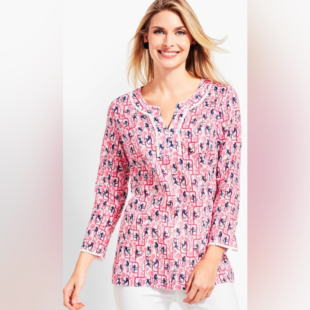 Talbots Pink and Blue Long Sleeve Top 2X. C19